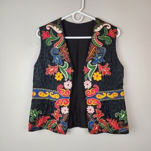 Vintage 70s Fully Embroidered Hungarian Floral Vest
